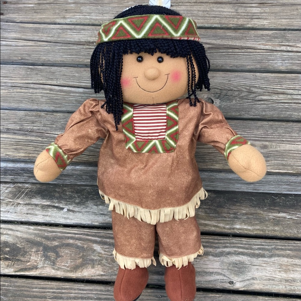 PRIMA CREATIONS VINTAGE NATIVE AMERICAN BOY THANKSGIVING DECOR FIGURE